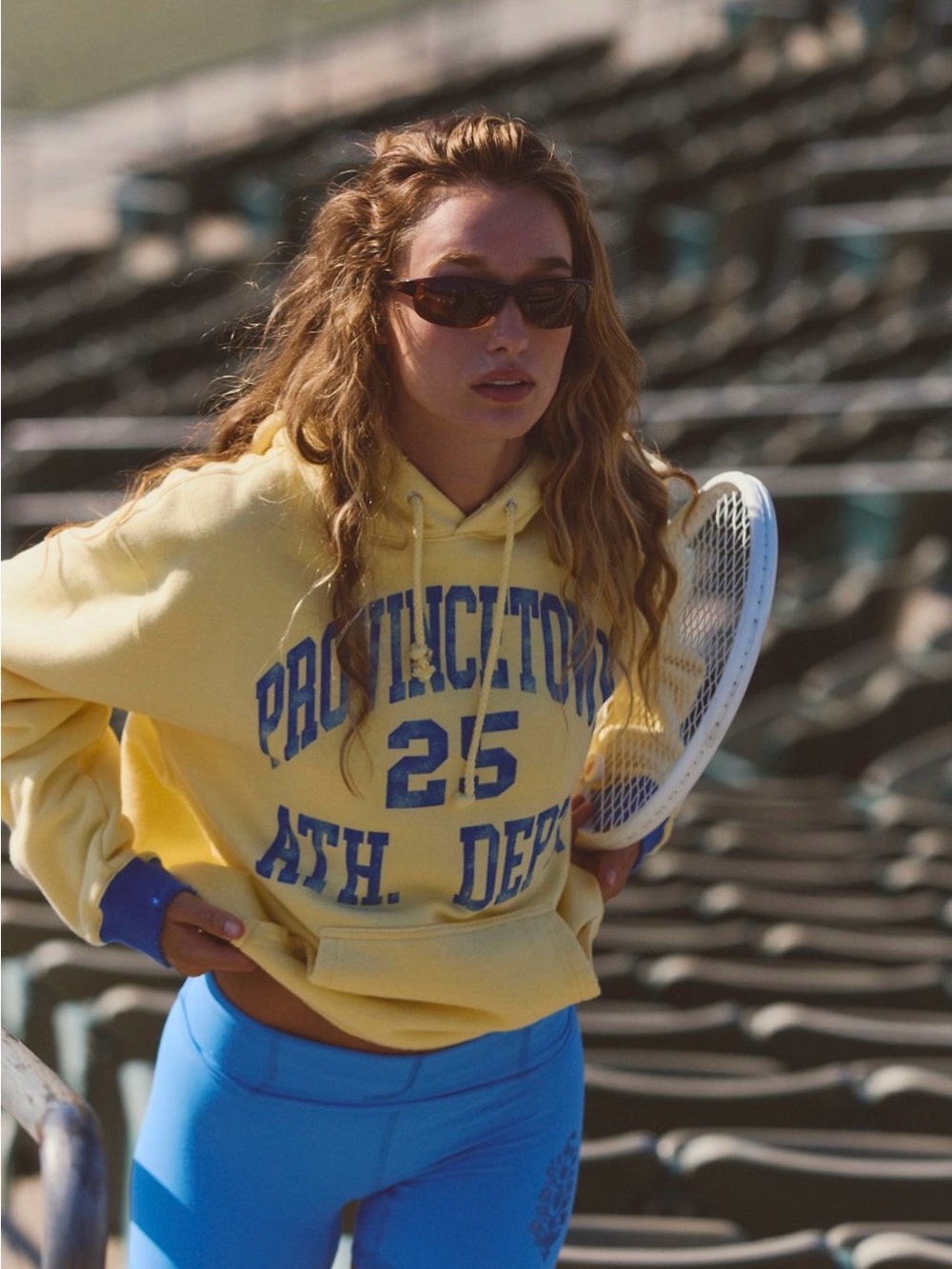 Free People Firstport Provincetown Hoodie Yellow Blue XS